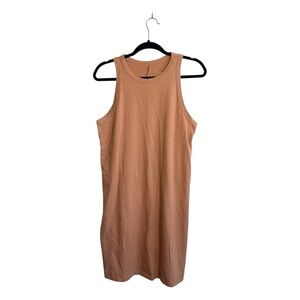 A New Day Sleeveless Knee-length Dress Solid Camel Tan Fitted Medium Women’s